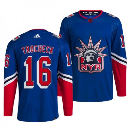 Dresovi New York Rangers Vincent Trocheck 16 Adidas 2022-23 Reverse Retro 2.0 Plava Authentic - Muške